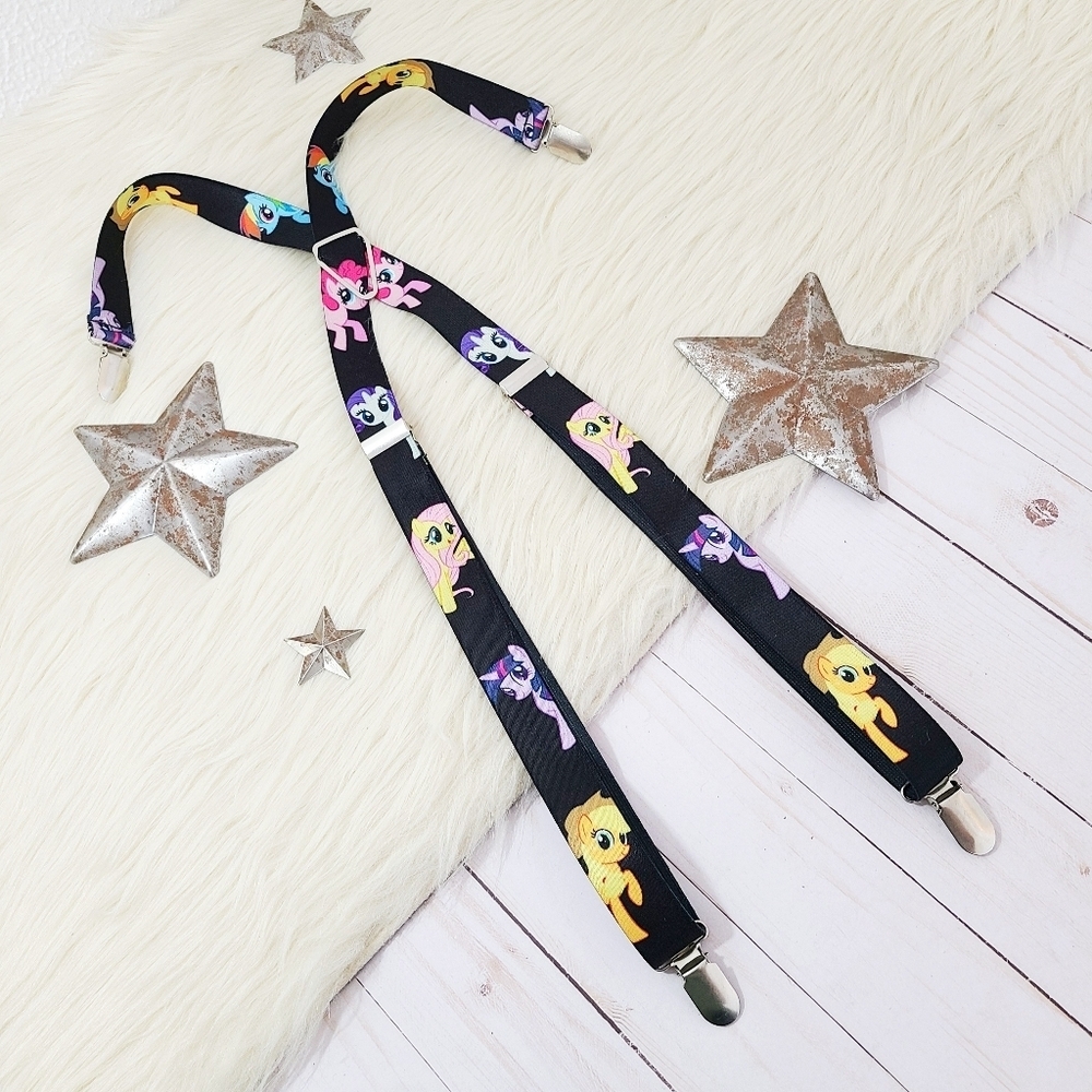 MLP My Little Pony suspenders black elastic Mane 6 clip on